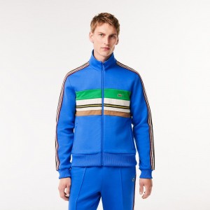 Men's Lacoste Made In France Zip-Up Colorblock Sweatshirt Blue | ALS391204