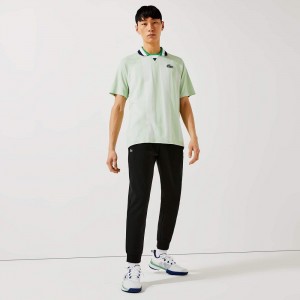 Men's Lacoste Mesh Panels Sweatpants Black | TPQ950641