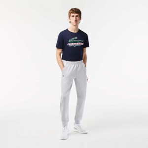 Men's Lacoste Mesh Panels Sweatpants Grey Chine Light Grey | RFT207346