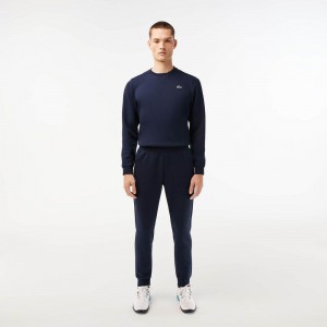 Men's Lacoste Mesh Panels Sweatpants Navy Blue | MXG690538