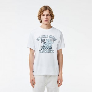 Men's Lacoste Miami Open Edition Ultra-Dry Tennis T-Shirt White | EIB843179