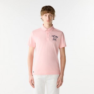 Men's Lacoste Miami Open Edition Ultra-Dry Piqué Polo Shirts Waterlily Pink | TJR109826