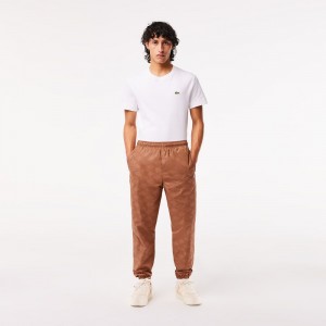 Men's Lacoste Monogram Print Joggers Light Brown | UMJ168073