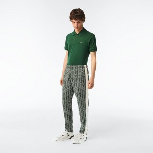 Men's Lacoste Monogram Print Pants Green Beige | VTN246187