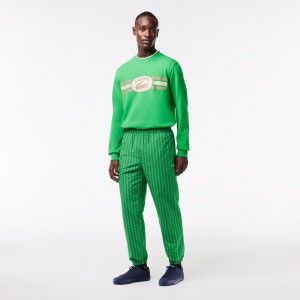 Men's Lacoste Monogram Print Sweatpants Green | GTB126079