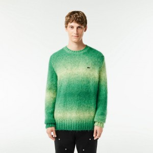 Men's Lacoste Ombré Effect Alpaca Wool Sweater Green White | UWK190853