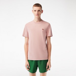 Men's Lacoste Organic Cotton Natural Dye T-Shirt Pink | ZSA590326