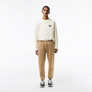 Men's Lacoste Organic Cotton Sweatpants Beige | QBK592087