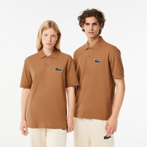 Men's Lacoste Original L.12.12 Loose Fit 80's Croc Polo Shirts Brown | HNE864713