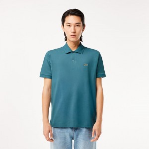 Men's Lacoste Original L.12.12 Petit Piqué Cotton Polo Shirts Hydro blue | IDP032576