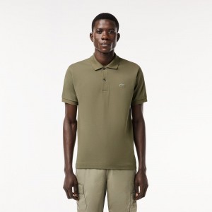 Men's Lacoste Original L.12.12 Petit Piqué Cotton Polo Shirts Khaki Green | GSC731825