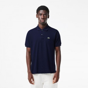 Men's Lacoste Original L.12.12 Petit Piqué Cotton Polo Shirts Navy Blue | SUO584217