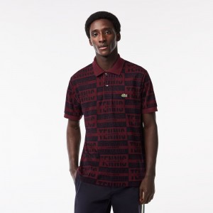 Men's Lacoste Original L.12.12 Two-Tone Badge Print Polo Shirts Bordeaux | URN972541