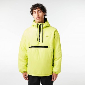 Men's Lacoste Padded Popover Hooded Jackets Yellow | UJZ025913