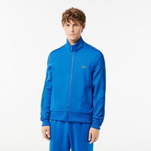 Men's Lacoste Paris Piqué Track Jackets Blue | DUR467258