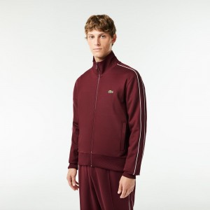 Men's Lacoste Paris Piqué Track Jackets Bordeaux | SON746390