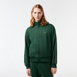 Men's Lacoste Paris Piqué Track Jackets Pine green | YDQ468795