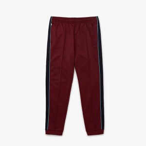 Men's Lacoste Paris Regular Fit Colorblock Sweatpants Bordeaux | GJL573264