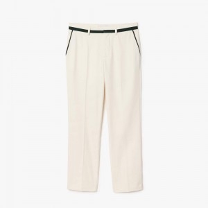 Men's Lacoste Polyviscose Badge Suit Pants White Green | JIB764520