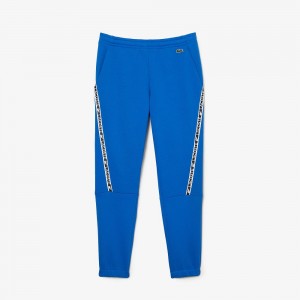 Men's Lacoste Printed Bands Sweatpants Blue | HJX914730