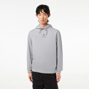 Men's Lacoste Printed Hoodie Grey Chine | IEO948502