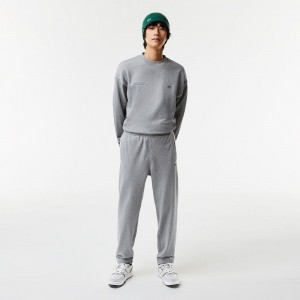 Men's Lacoste Printed Sweatpants Grey Chine | GNR084256