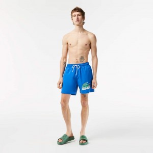 Men's Lacoste Quick-Dry with Travel Bag Swim Trunks Kingdom Blue | HBC507924