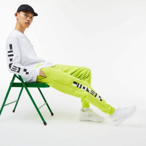 Men's Lacoste Reflective Print Joggers Yellow | XFG123695