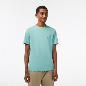 Men's Lacoste Regular Fit Branded Collar T-Shirt Green | ZCD071423