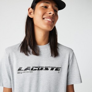 Men's Lacoste Regular Fit Branded Piqué T-Shirt Grey Chine | DCV586072