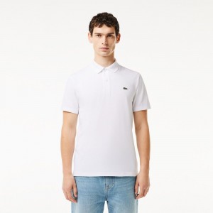 Men's Lacoste Regular Fit Cotton Blend Polo Shirts White | OPX482153