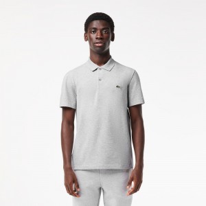 Men's Lacoste Regular Fit Cotton Blend Polo Shirts Grey Chine | LGI728361