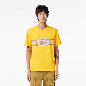 Men's Lacoste Regular Fit Cotton Monogram T-Shirt Pistil yellow | CHW708294