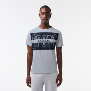 Men's Lacoste Regular Fit Cotton Sport T-Shirt Grey Chine | PMX876053