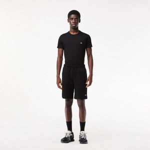 Men's Lacoste Regular Fit Fleece Shorts Black | CEM763980