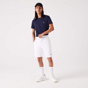 Men's Lacoste Regular Fit Fleece Shorts White | ZJF817490