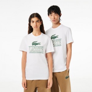 Men's Lacoste Regular Fit Heavy Cotton Jersey T-Shirt White | ZMI895163