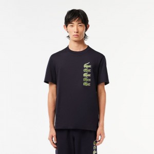 Men's Lacoste Regular Fit Iconic Croc T-Shirt Abysm blue | THE735920