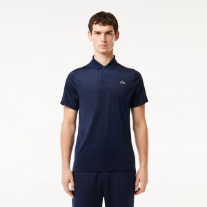 Men's Lacoste Regular Fit Jersey Sport Polo Shirts Navy Blue | STO640792