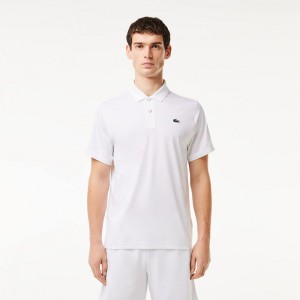 Men's Lacoste Regular Fit Jersey Sport Polo Shirts White | TVQ358649