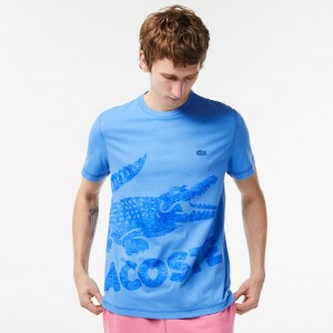 Men's Lacoste Regular Fit Organic Cotton Jersey T-Shirt Ethereal blue | KOI471802