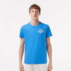 Men's Lacoste Regular Fit Organic Cotton Golf T-Shirt Ethereal blue | FKQ607892