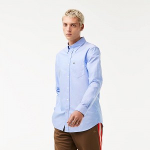 Men's Lacoste Regular Fit Oxford Cotton Shirt Pastel blue | MKG657830