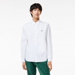 Men's Lacoste Regular Fit Premium Cotton Shirt White | NMI918634