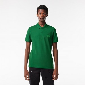 Men's Lacoste Regular Fit Quilted Crocodile Badge Polo Shirts Rocket Green | TVS798130