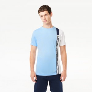 Men's Lacoste Regular Fit Recycled Fabric Tennis T-Shirt Blue White Navy Blue | AEY061274