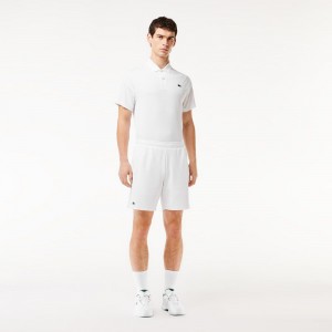 Men's Lacoste Regular Fit Recycled Fiber Sport Shorts White | XVK019287