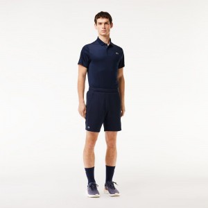 Men's Lacoste Regular Fit Recycled Fiber Sport Shorts Navy Blue | KUS206514