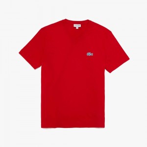 Men's Lacoste Regular Fit Short Sleeve T-Shirt Red | CIZ054682