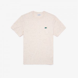 Men's Lacoste Regular Fit Speckled Print Cotton Jersey T-Shirt Beige | KSN278450